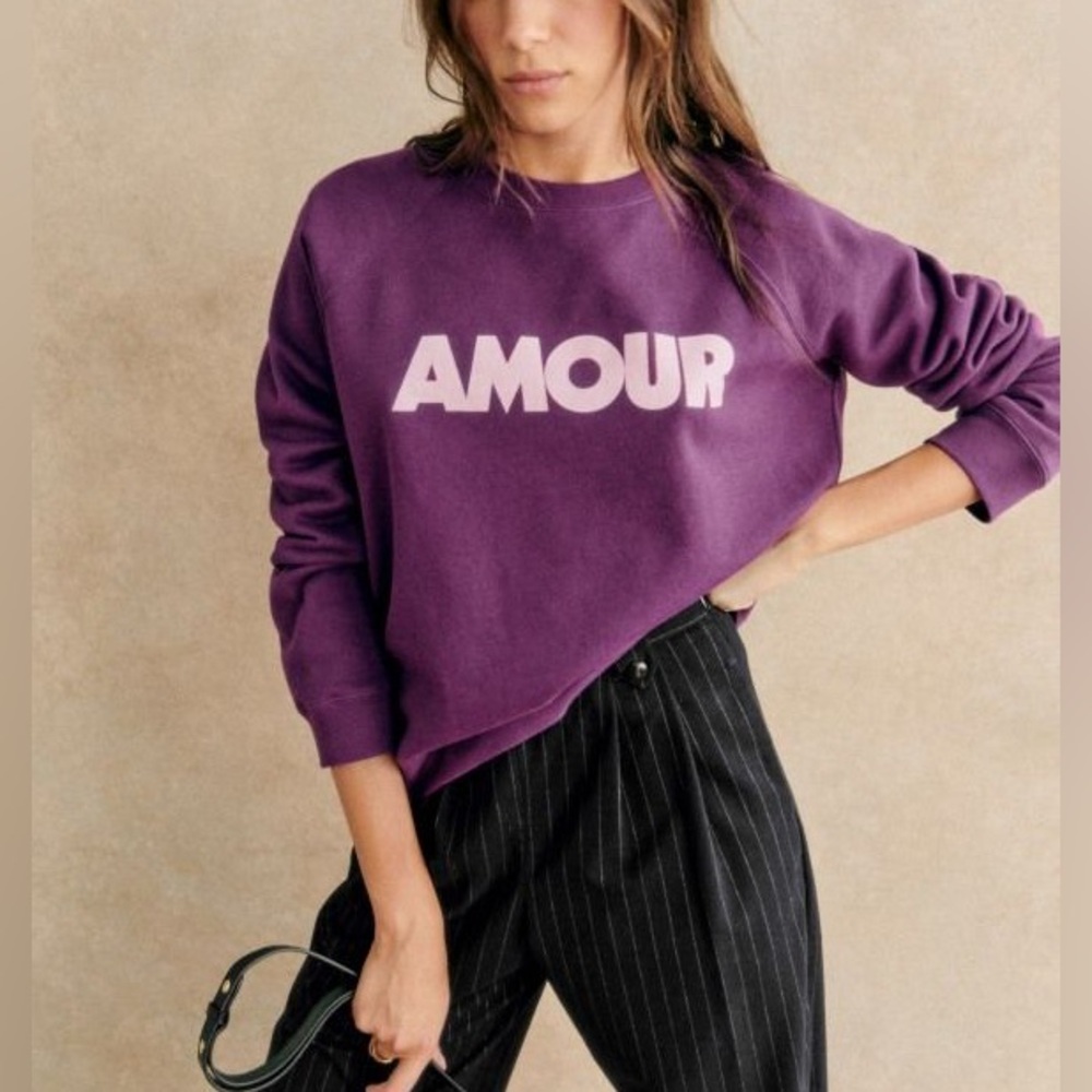 Sézane Amour Sweatshirt in Purple, size Medium
